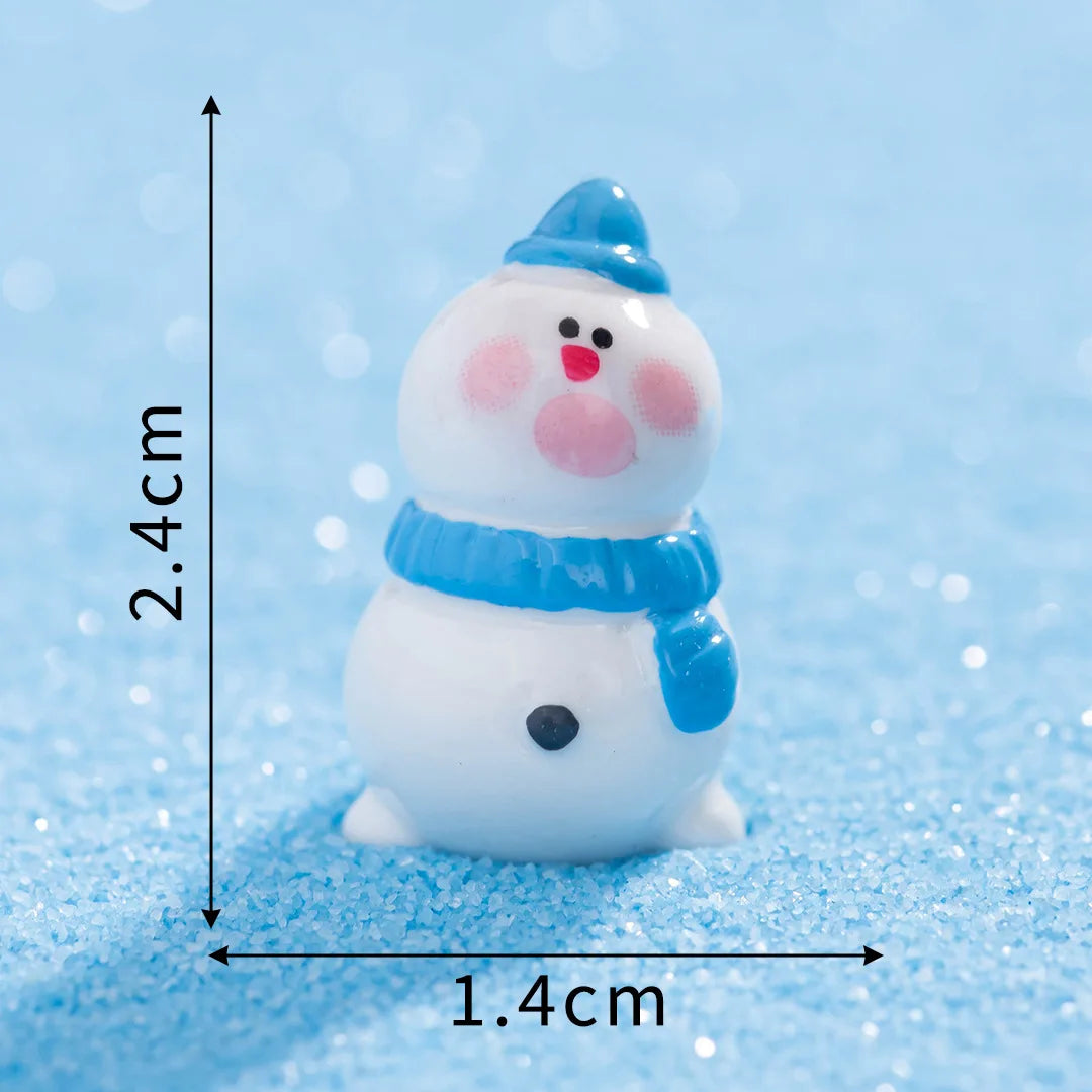 1PCS Mini Christmas Snowman Figurine Cartoon Snow Rabbit Micro Landscape Ornament Fairy Garden Home Decoration Accessories Peaceful Pleasures Health and Wellness 6 Blue Snowman