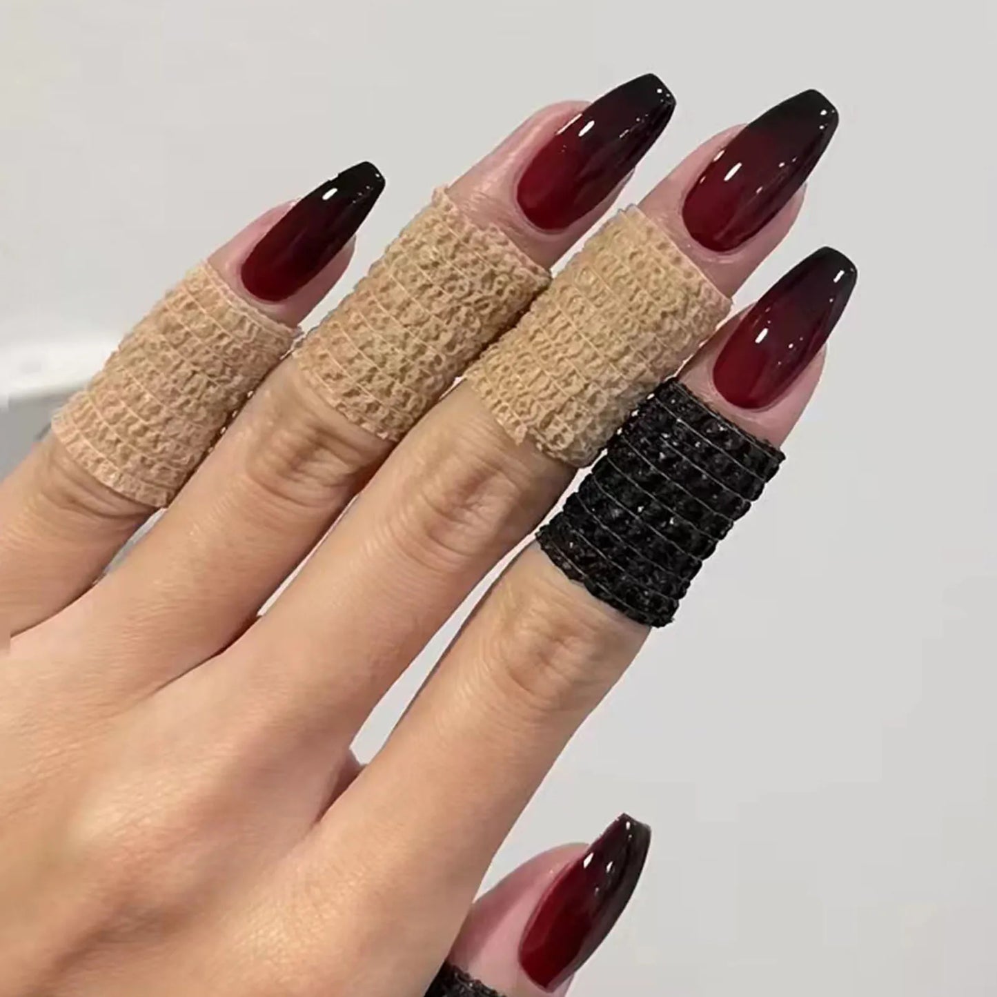 24pcs Long Pointed Red Press On Nails | Full Cover Stiletto Tips