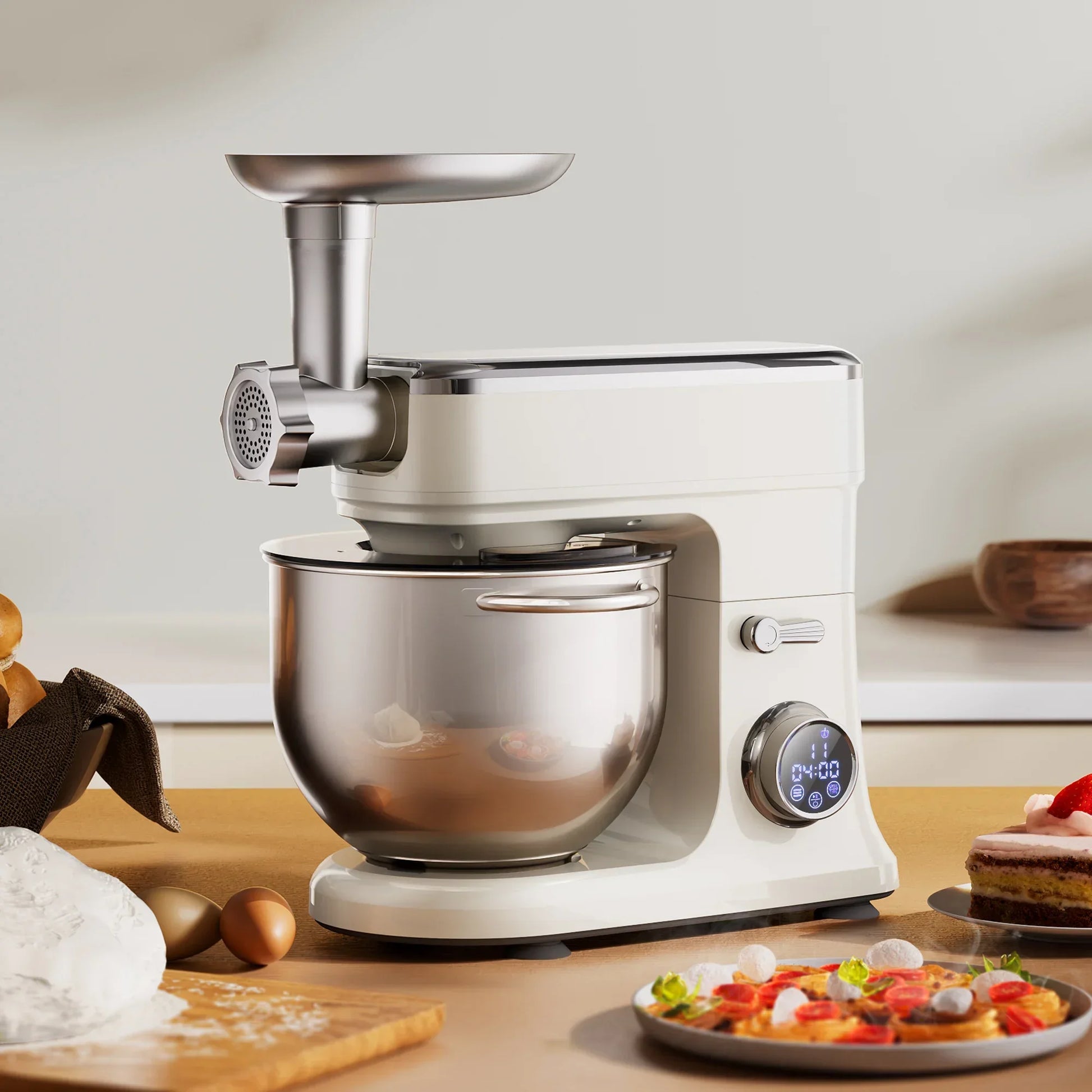 BioloMix 7L Stand Mixer for Baking – 1200W DC Motor, 11 Speeds + Meat Grinder Kitchen Appliance Peaceful Pleasures Health and Wellness