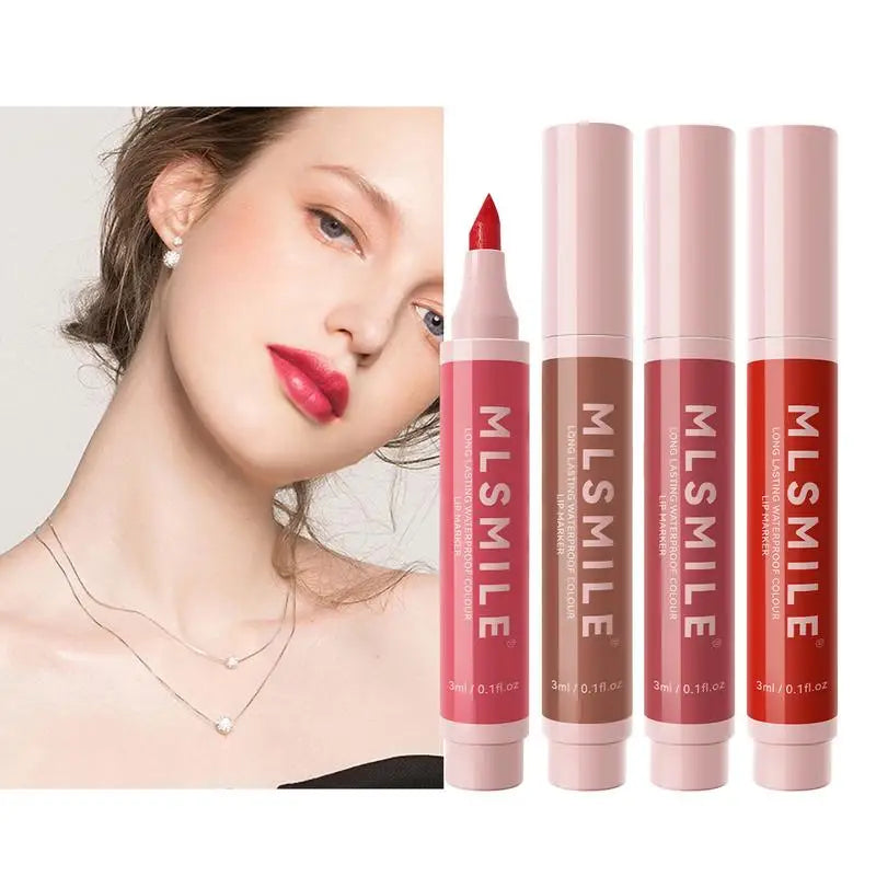 4pc Long-Lasting Waterproof Lip Stain Pen Set | Lip Liner