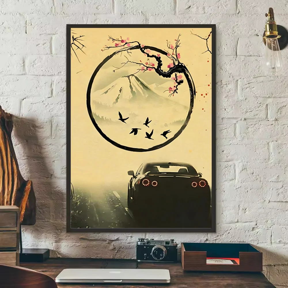 Japanese Cars Samurai Poster | HD Waterproof PVC Wall Art Wall Art Poster Peaceful Pleasures Health and Wellness