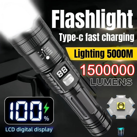 KDULIT Zoomable LED Flashlight | Type-C Rechargeable Torch LED Torch Flashlight Oasis Select