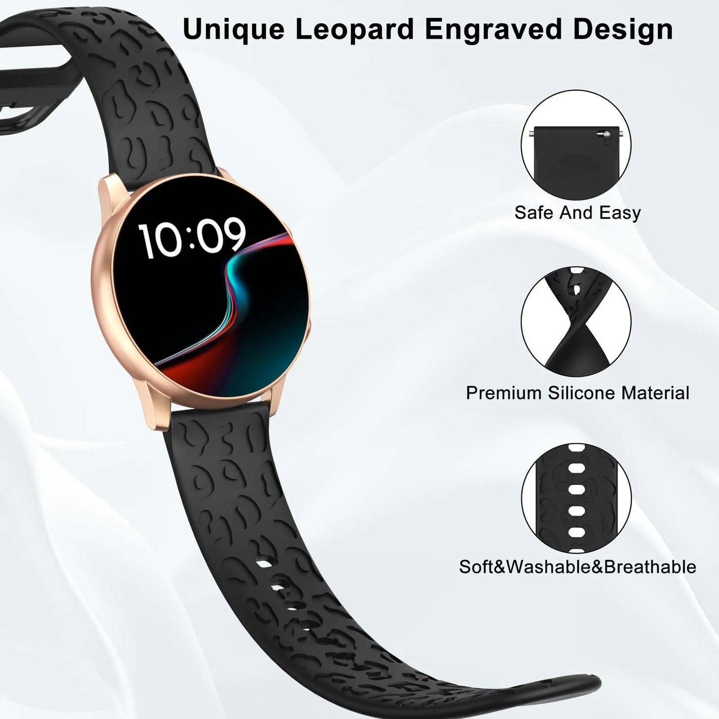 20mm Leopard Silicone Watch Band for Amazfit GTS & Huawei GT Peaceful Pleasures Health and Wellness