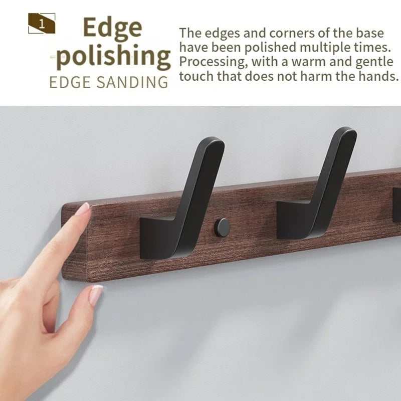 Wood & Aluminum Wall Hook | Coat Hanger for Kitchen & Bathroom