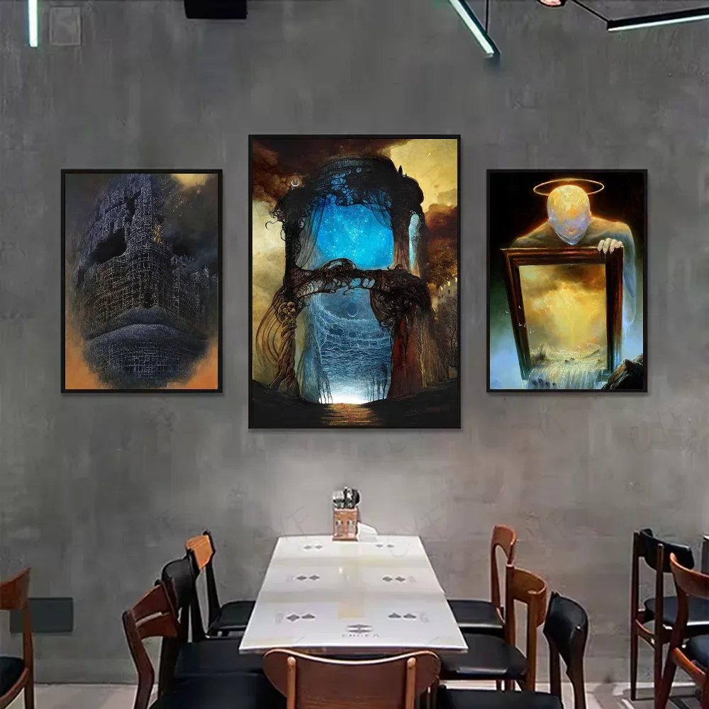 Famous Surrealism Artworks By Zdzislaw Beksinski Poster HD Art Prints for Home Living Room Bedroom Bar Aesthetic Wall Decor Peaceful Pleasures Health and Wellness