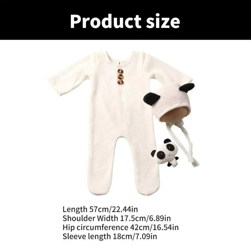 Newborn Knitted Romper Photography Set with Hat & Doll Prop