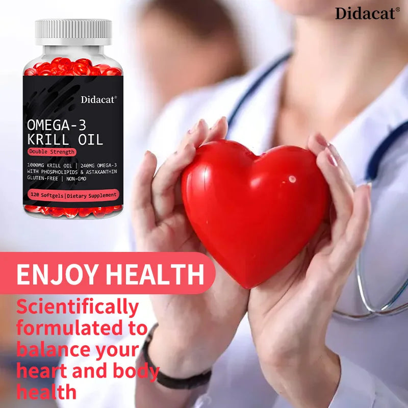 Krill Oil 1000mg Capsules – Astaxanthin, Omega-3 EPA & DHA