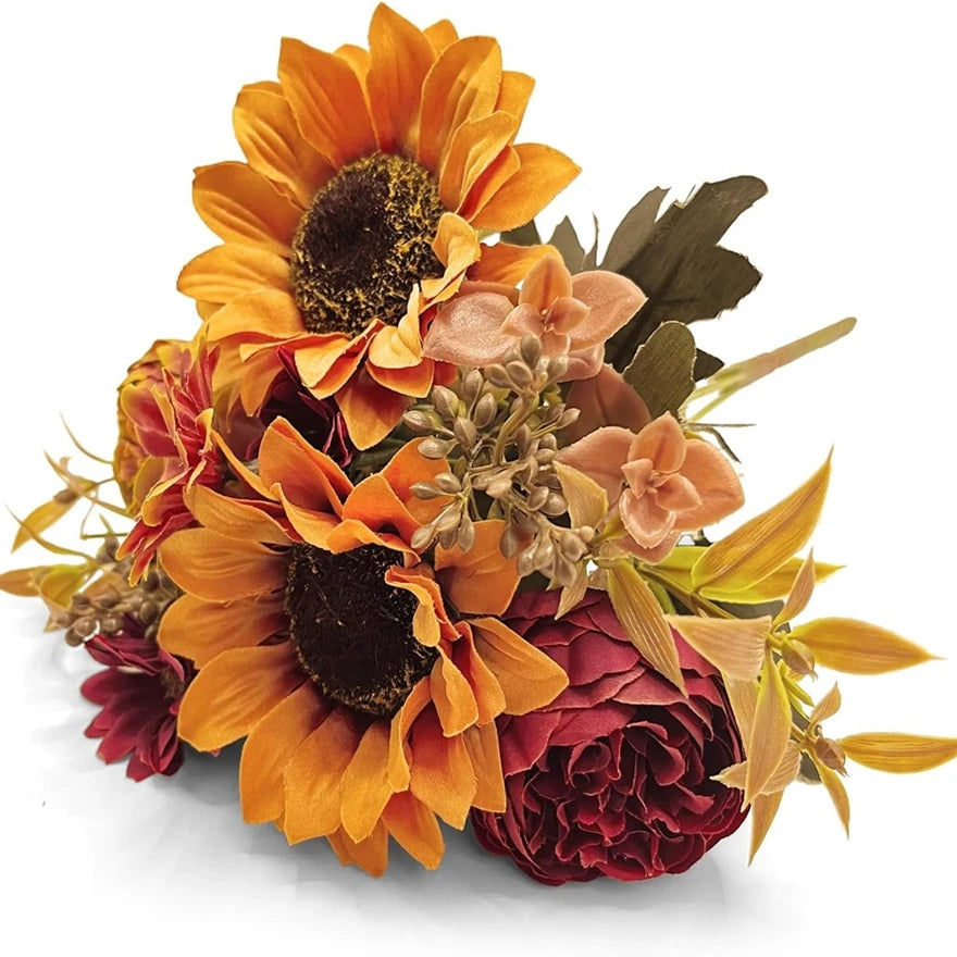 Silk Sunflower Artificial Bouquet | Wedding & Home Decor Artificial Silk Flowers Peaceful Pleasures Health and Wellness