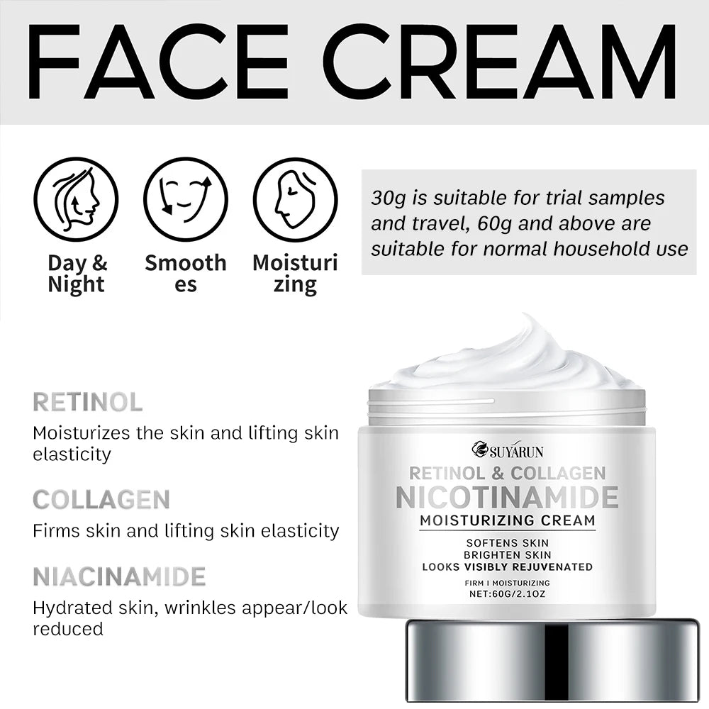 SUYARUN Retinol Collagen Anti-Aging Face Cream - Wrinkle Reduction & Firming Moisturizer with Hyaluronic Acid. Peaceful Pleasures Health and Wellness