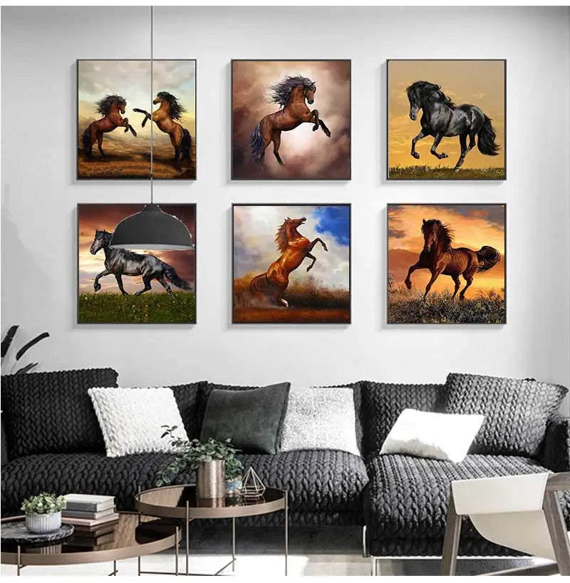 Nordic Horse Canvas Wall Art | Modern Unframed Poster Print