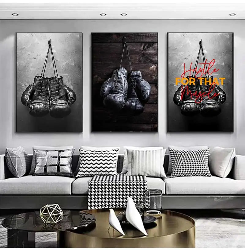 Style Picture Wall Art Modular Home Decoration Painting Print Poster for Living Room Cuadros Boxing Gloves Vintage Canvas Nordic Peaceful Pleasures Health and Wellness