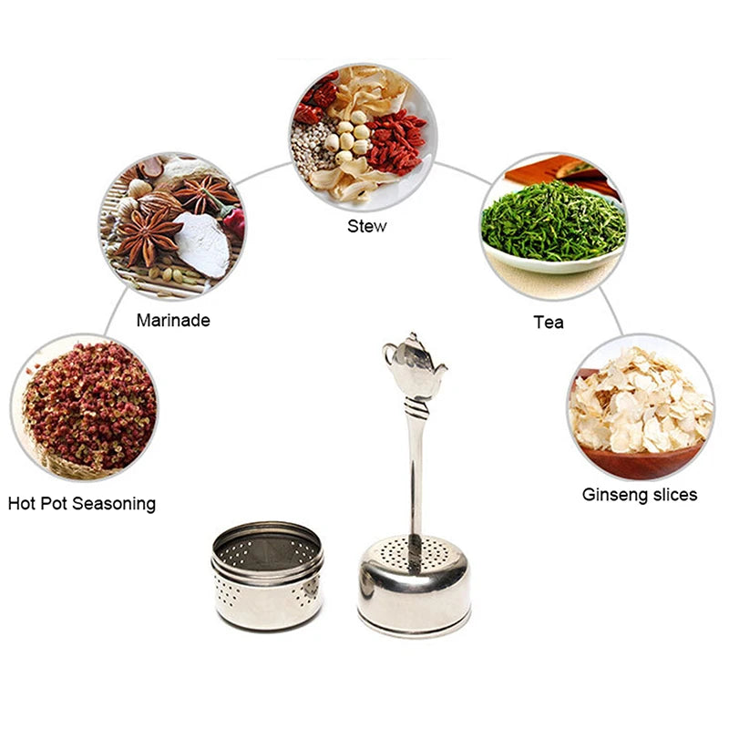 Stainless Steel Cylindrical Tea Infuser Strainer with Chain Tea Infuser Strainer Peaceful Pleasures Health and Wellness