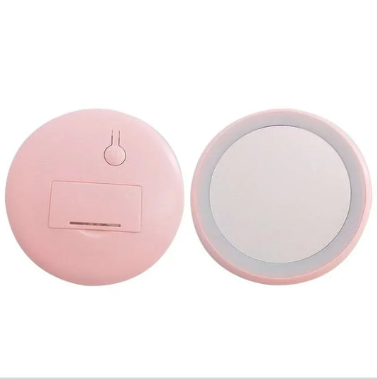 Portable Mini LED Makeup Mirror | 12 LEDs, Rechargeable, HD LED Makeup Mirror Peaceful Pleasures Health and Wellness