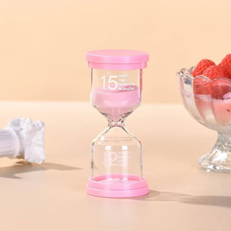 1PCS 3/5/10/15/30 Minutes Colorful Hourglass Sandglass Children Kid Gift Toy Sand Timer Hour Glass Home Decoration Sand Clock Peaceful Pleasures Health and Wellness 15min
