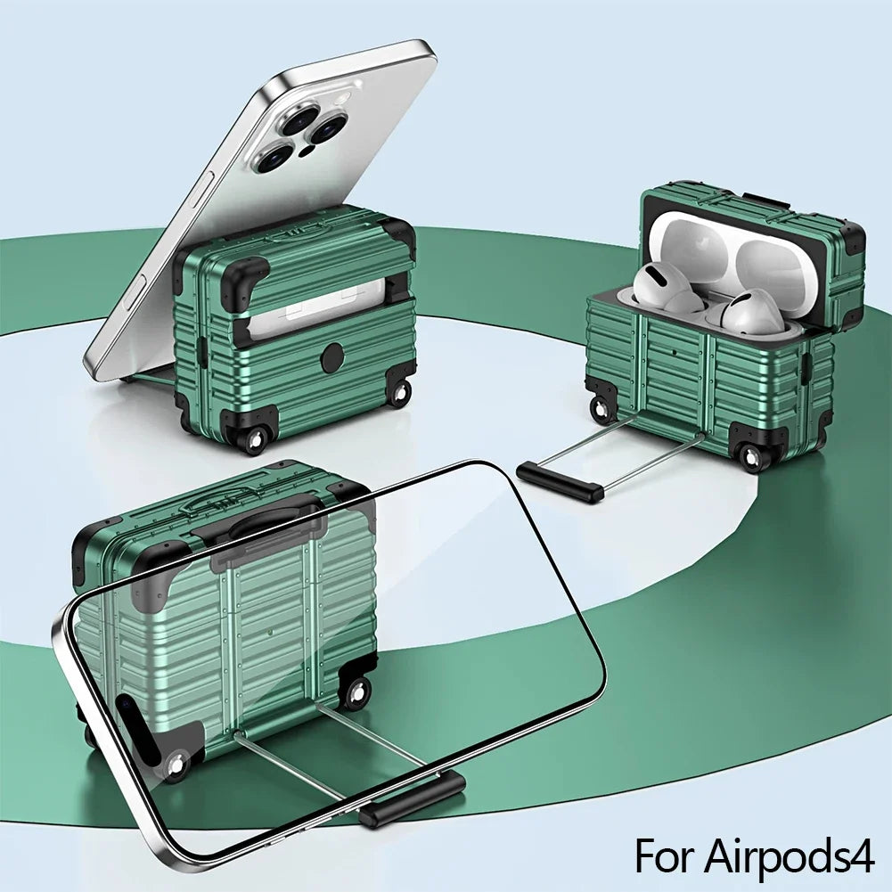 Mini Suitcase AirPods Case – Drop-Proof PC & TPU Cover