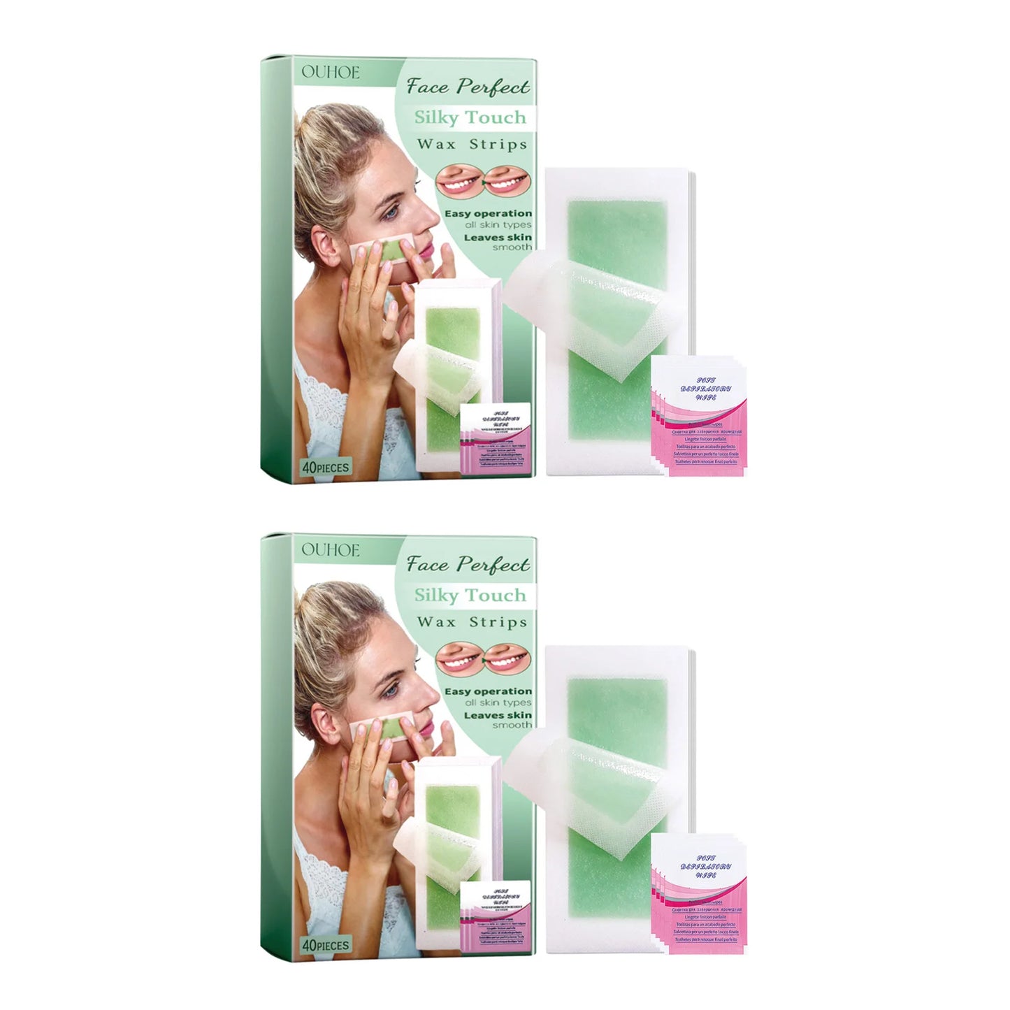 40-Piece Cold Wax Strips – Face & Body Hair Removal with Aloe