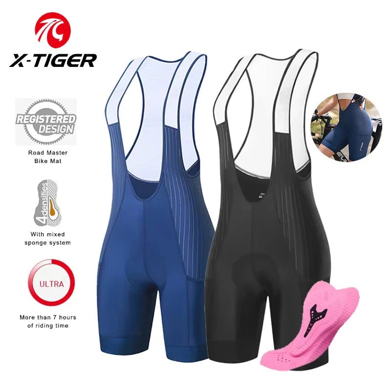 X-TIGER Women's Cycling Bib Shorts – Breathable, ST-MULTI Pad
