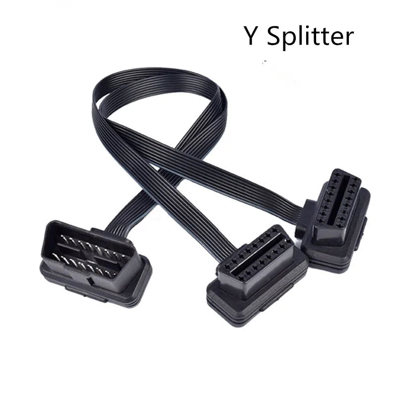 OBD2 Y Splitter Extension Cable 16 Pin Male to Dual Female 30cm