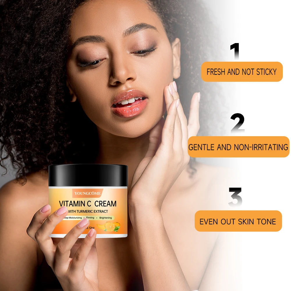 Turmeric + Vitamin C Brightening Face Cream – Anti-Aging Collagen Booster with Hyaluronic Acid Moisturizing Wrinkle Reduction Peaceful Pleasures Health and Wellness