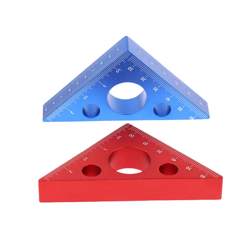 Practical Blue/Red Aluminum Alloy Right Angle Marking Ruler 45/90 Degree Woodworking Carving Square Precision Angle Ruler Peaceful Pleasures Health and Wellness