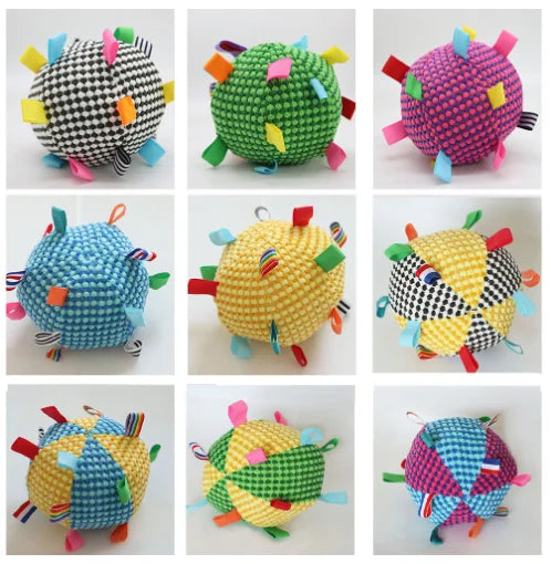 Interactive Ball Dog Toy Suitable for Chewing Training, Stress Relief, Bite Sound Resistance, Plush tug-of-war Toy Peaceful Pleasures Health and Wellness Random color 1pc