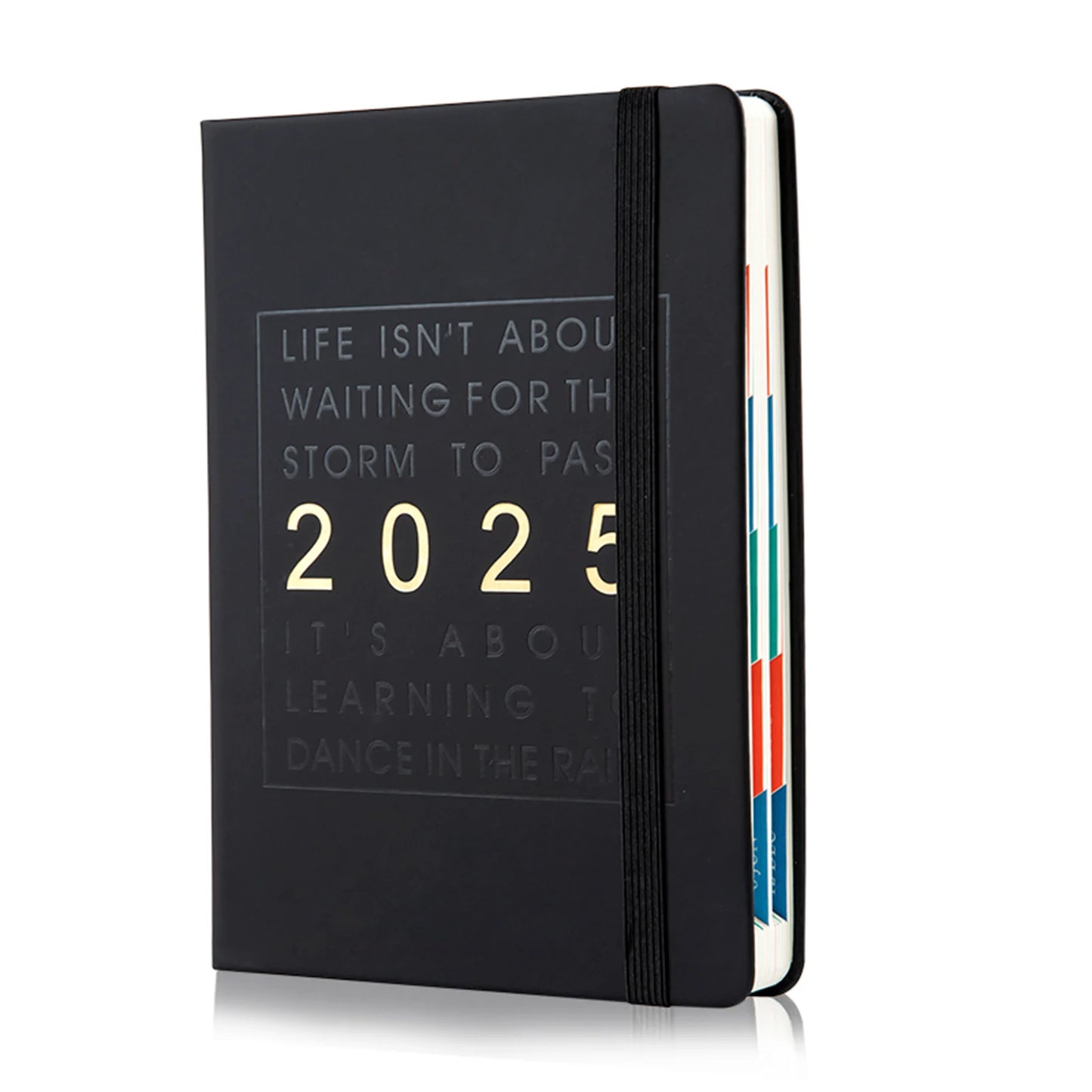2025 Yearly English Schedule Book 365-day Planner Notebook Time Management Organiser Daily Learn Goal Planner Efficiency Manual Peaceful Pleasures Health and Wellness Black