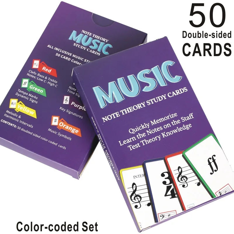 Music Flash Cards Piano Guitar Chord Chart Learning Note Card