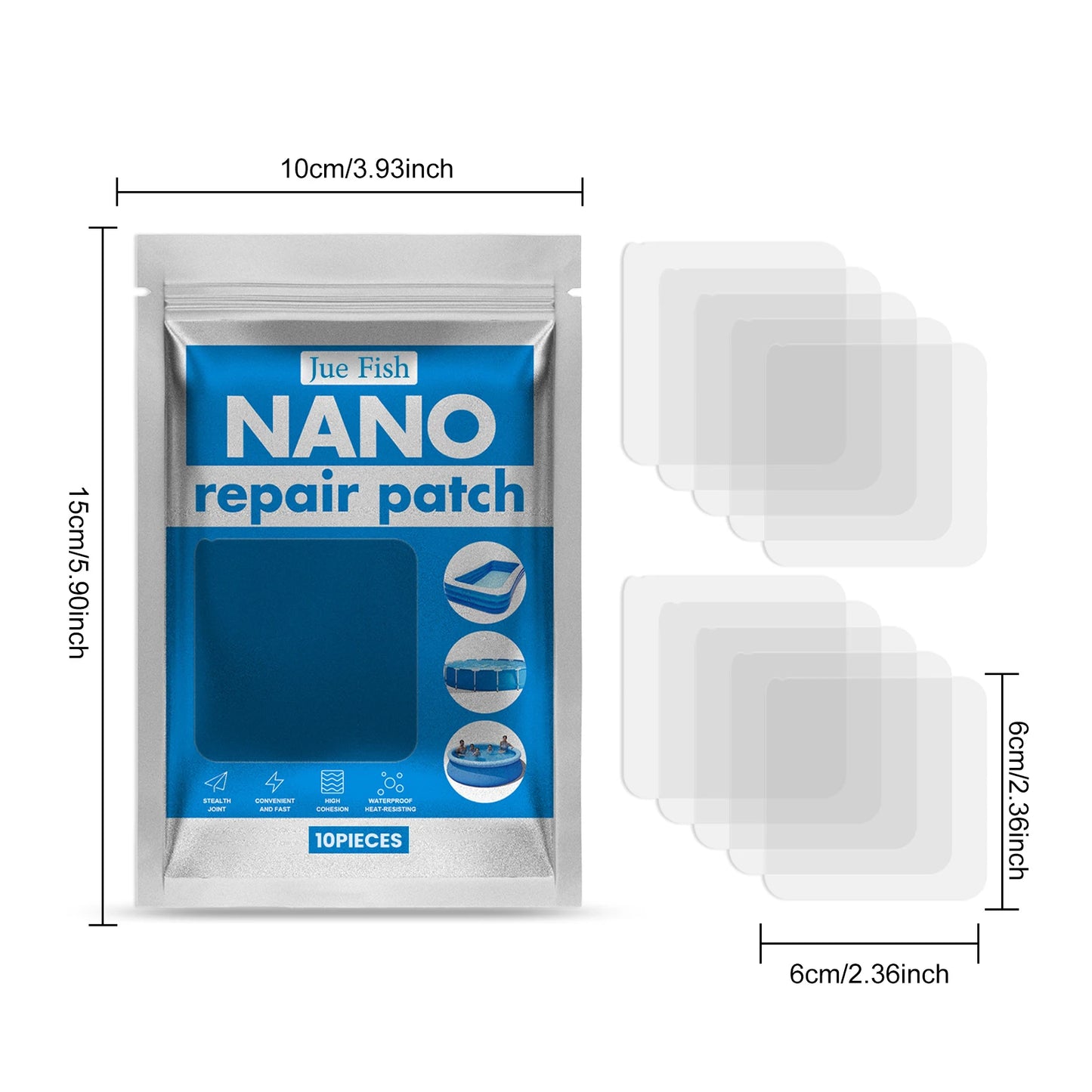 10-Pack Swimming Ring Repair Patch Kit – Waterproof Self-Adhesive