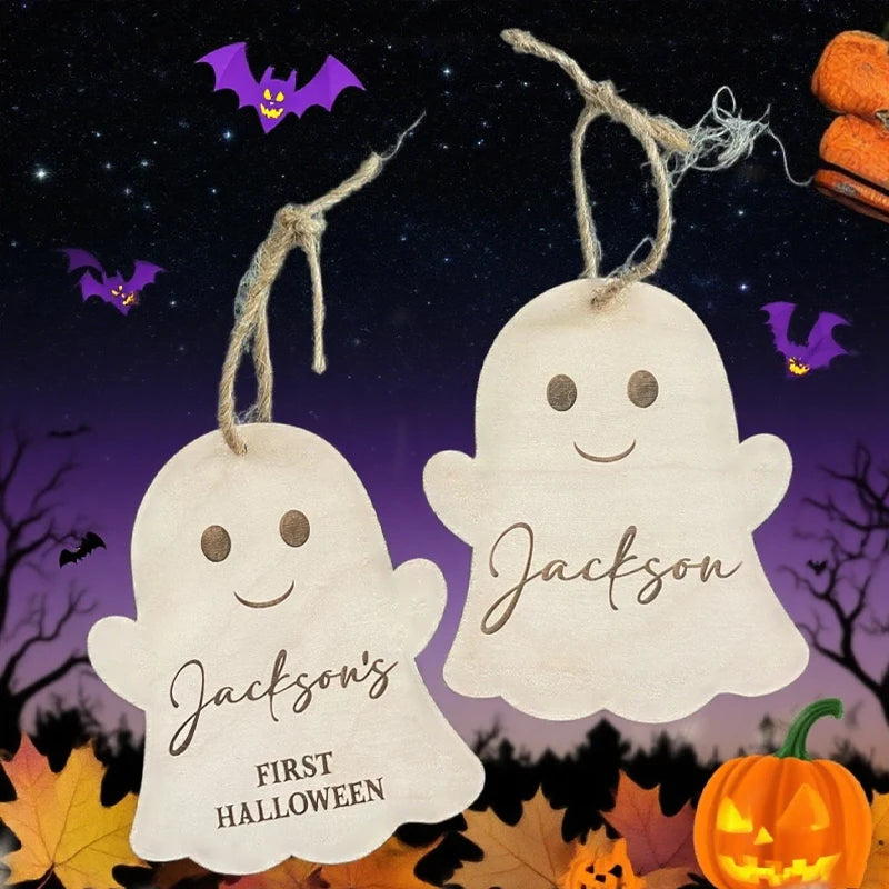Personalized Engraved Halloween Ghost Name Tags – 5-Piece Set Halloween Party Decoration Peaceful Pleasures Health and Wellness