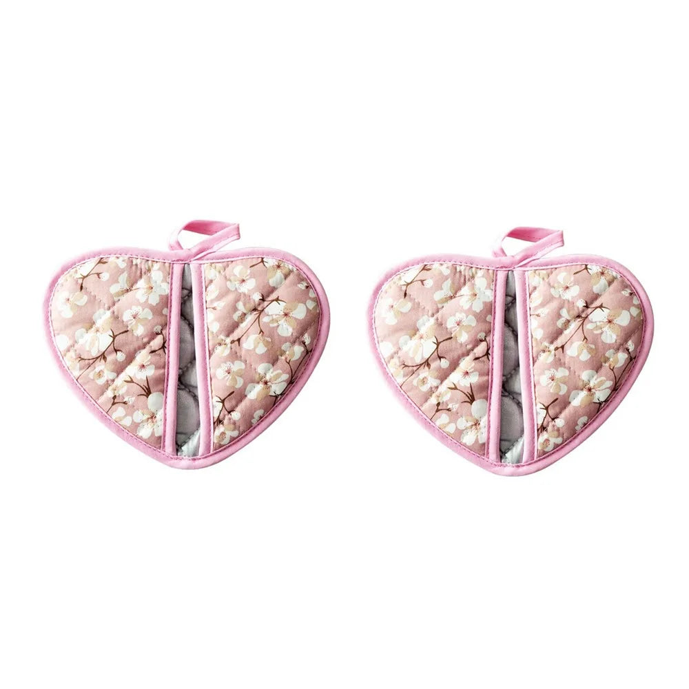 Heart-Shaped Cotton Oven Mitts | Non-Slip BBQ Gloves 1 Pair