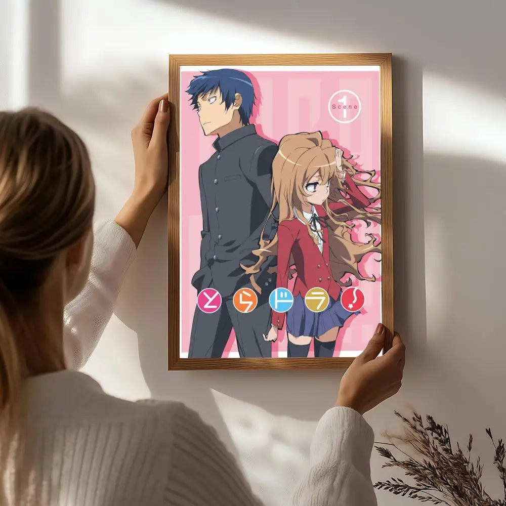 Anime T-Tiger & Dragon Poster HD Self Adhesive Waterproof Wall Art Ideal for Home Office Dorm Bedroom Great Gift Peaceful Pleasures Health and Wellness White4 50X70cmNoframe