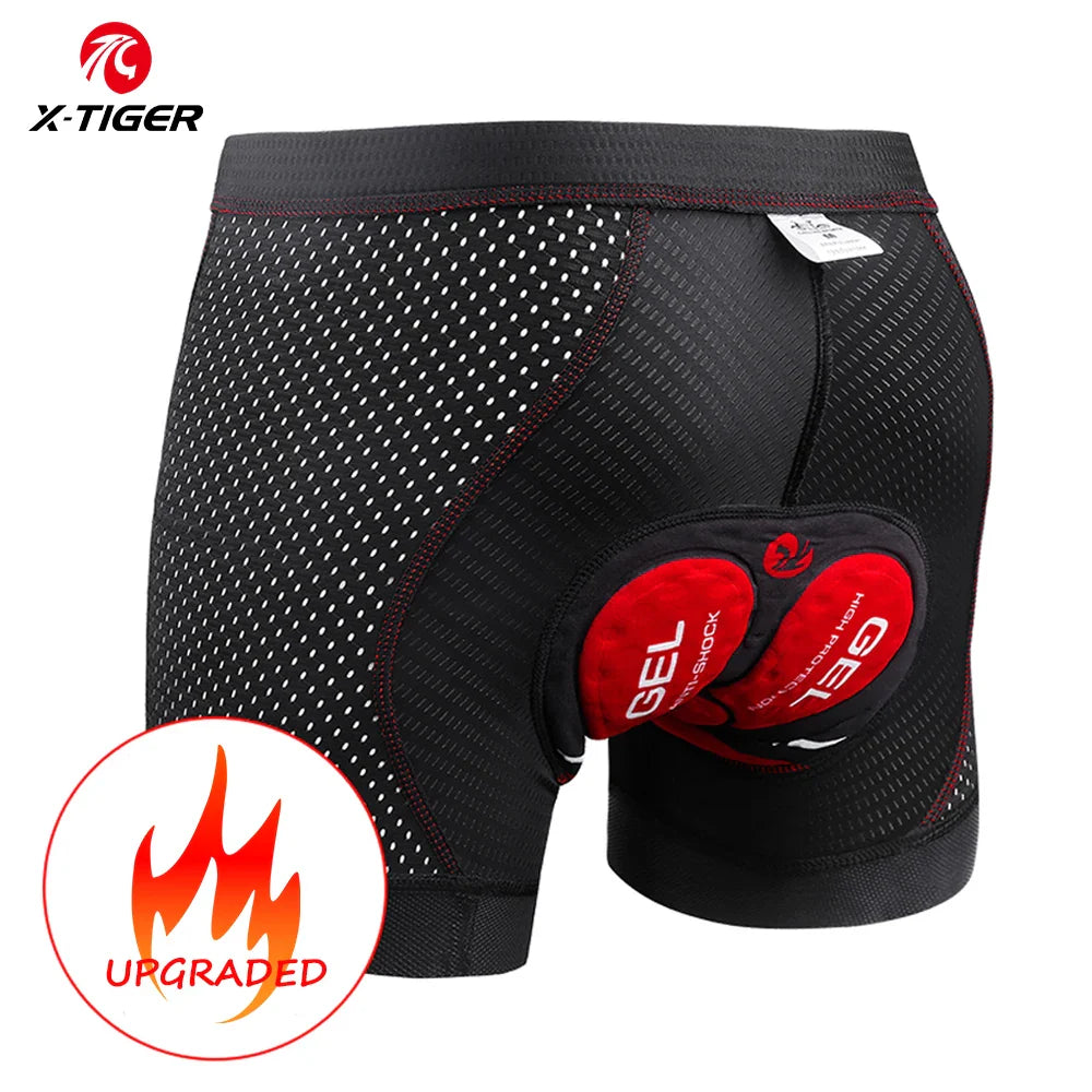 X-TIGER Men's 5D Gel Padded Cycling Boxer Shorts – MTB & Road