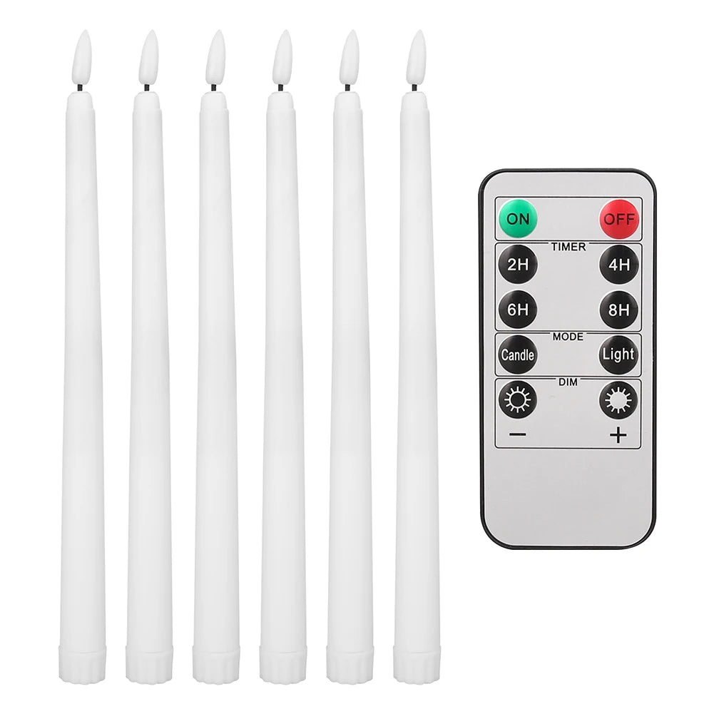 6/12/24pc Pack Flameless Taper Candles Battery Operated Flickering Window Candle Gold Holder Party Home Christmas Table Decor ﻿ Peaceful Pleasures Health and Wellness 6pcs white 1 6pcs