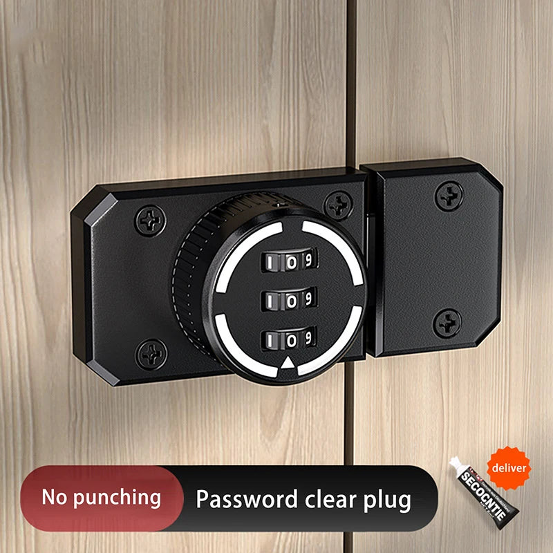 New 1 Set No-Punch Combination Door Lock 3 Digit Password Cabinet Locks With Combination Latch For Closet Door Door Peaceful Pleasures Health and Wellness