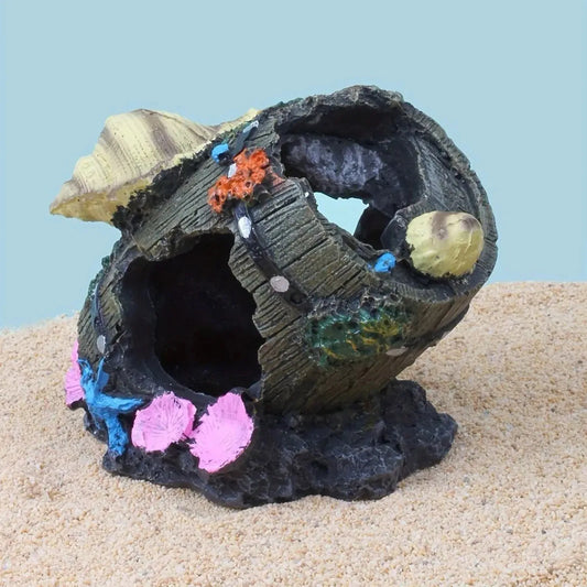 Aquarium Barrel Cave Resin Ornament | Fish Tank Décor Aquarium Ornament Peaceful Pleasures Health and Wellness A One Size