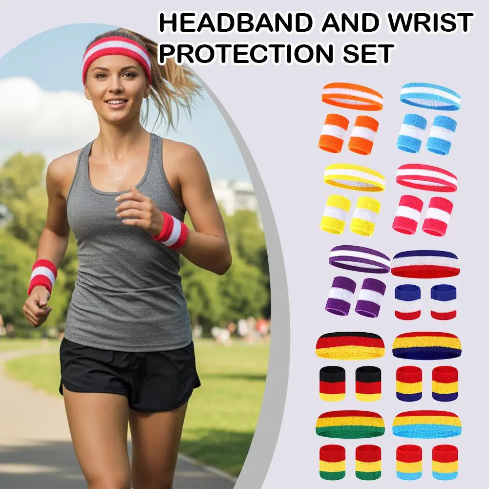 Cotton Sports Headband & Wristband Set | Moisture Wicking