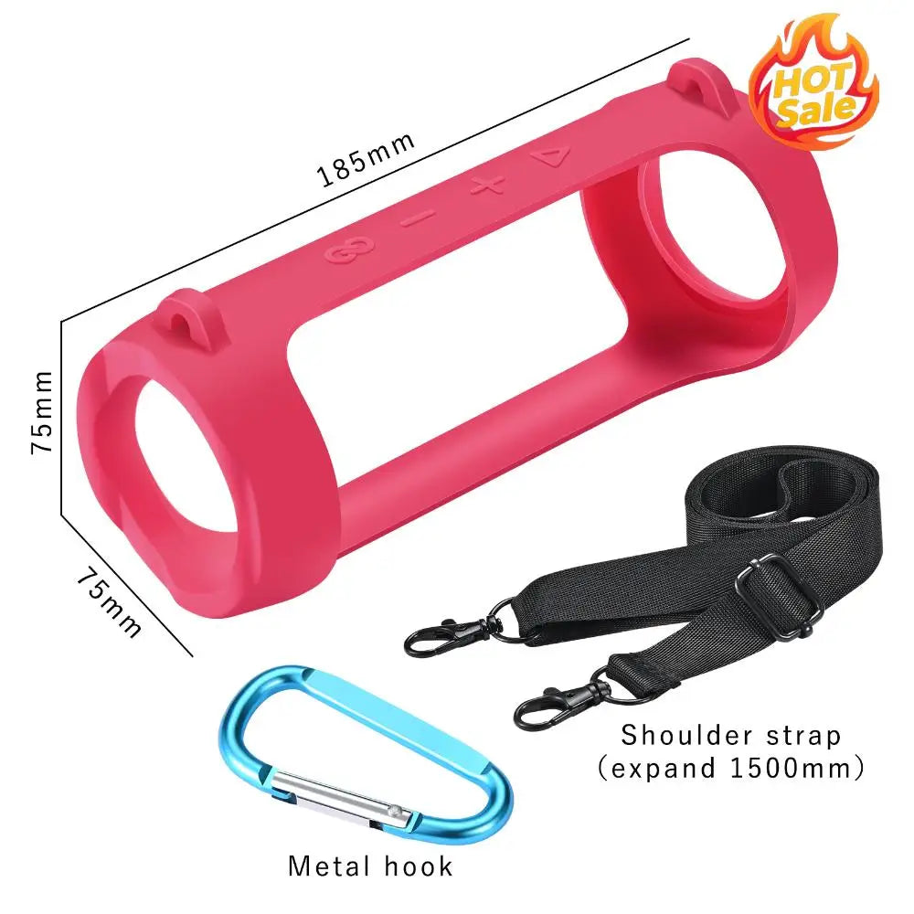 Silicone Case for JBL Flip 6 & 5 with Carabiner & Strap