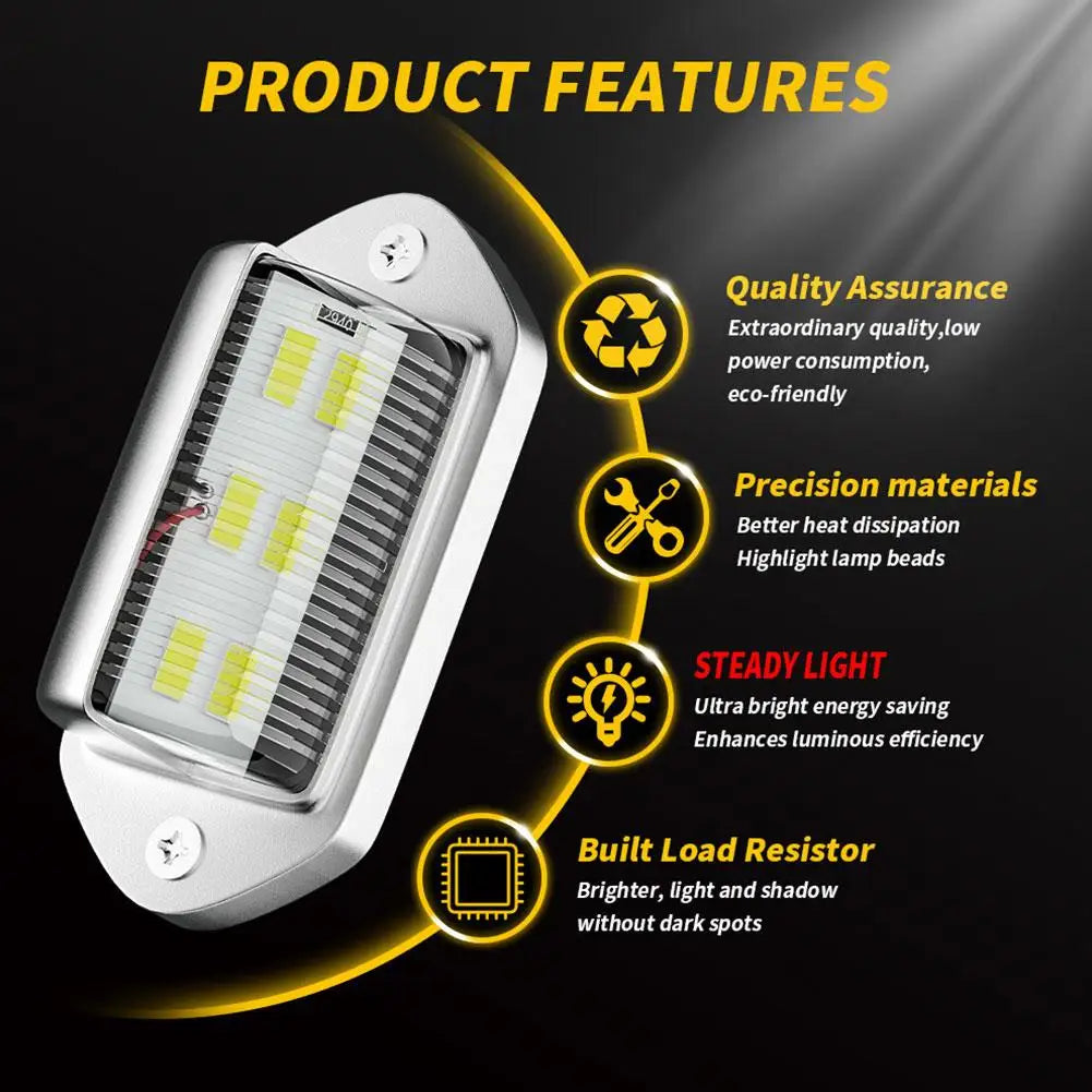 Universal Silver 6 Led License Plate Tag Lights Lamps For Truck Suv Trailer Van LED license plate light LED license plate light Peaceful Pleasures Health and Wellness