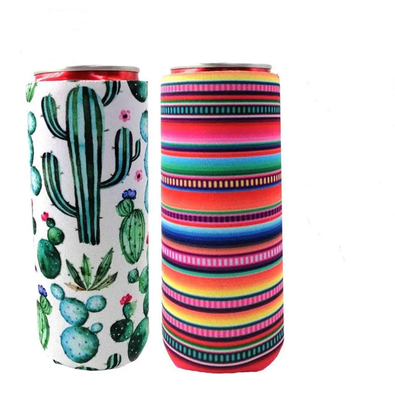 2PC Neoprene Slim Beer Can Cooler Tall Stubby Holder Foldable Stubby Holders Beer Cooler Bags Fits 12oz Slim Energy Drink & Beer Peaceful Pleasures Health and Wellness