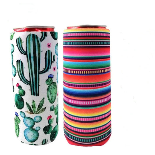 2PC Neoprene Slim Beer Can Cooler Tall Stubby Holder Foldable Stubby Holders Beer Cooler Bags Fits 12oz Slim Energy Drink & Beer Peaceful Pleasures Health and Wellness
