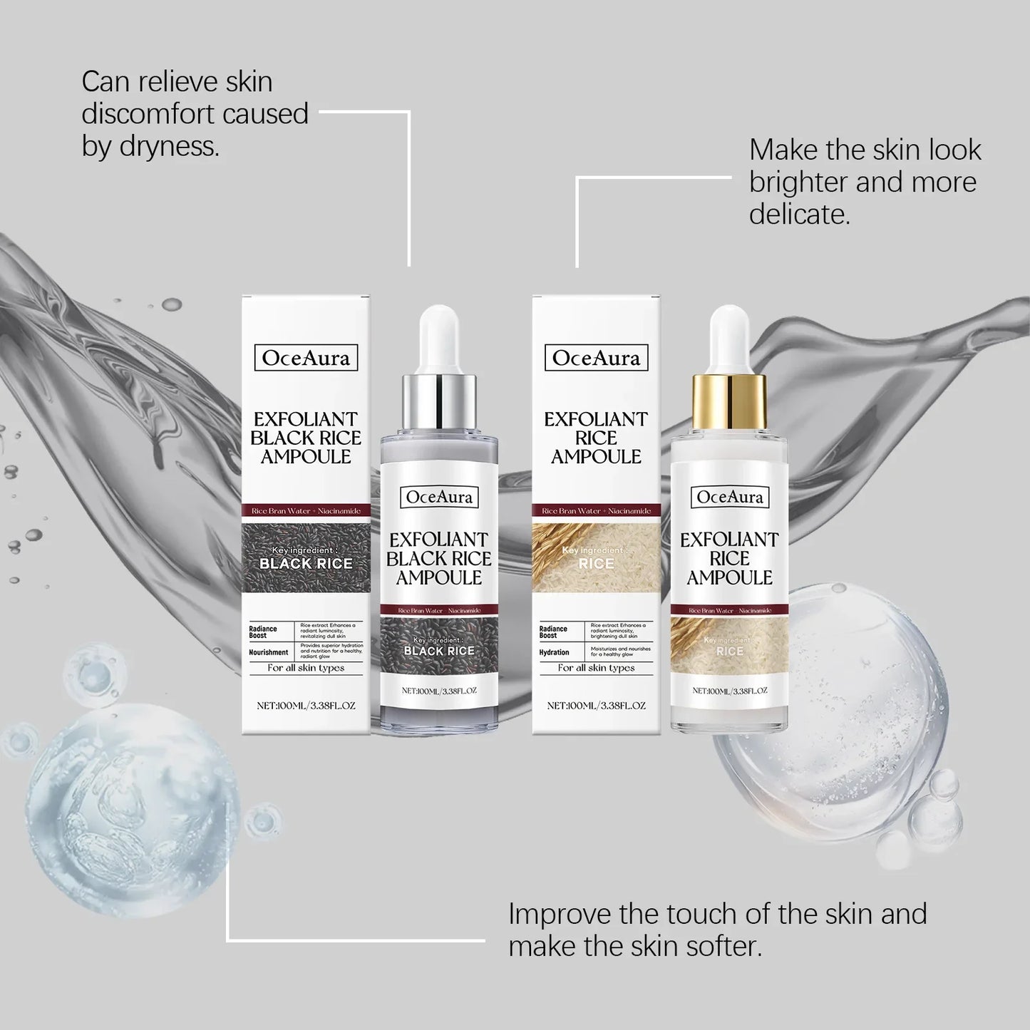 OceAura Black Rice Exfoliating Serum – Pore Cleanser & Brightener