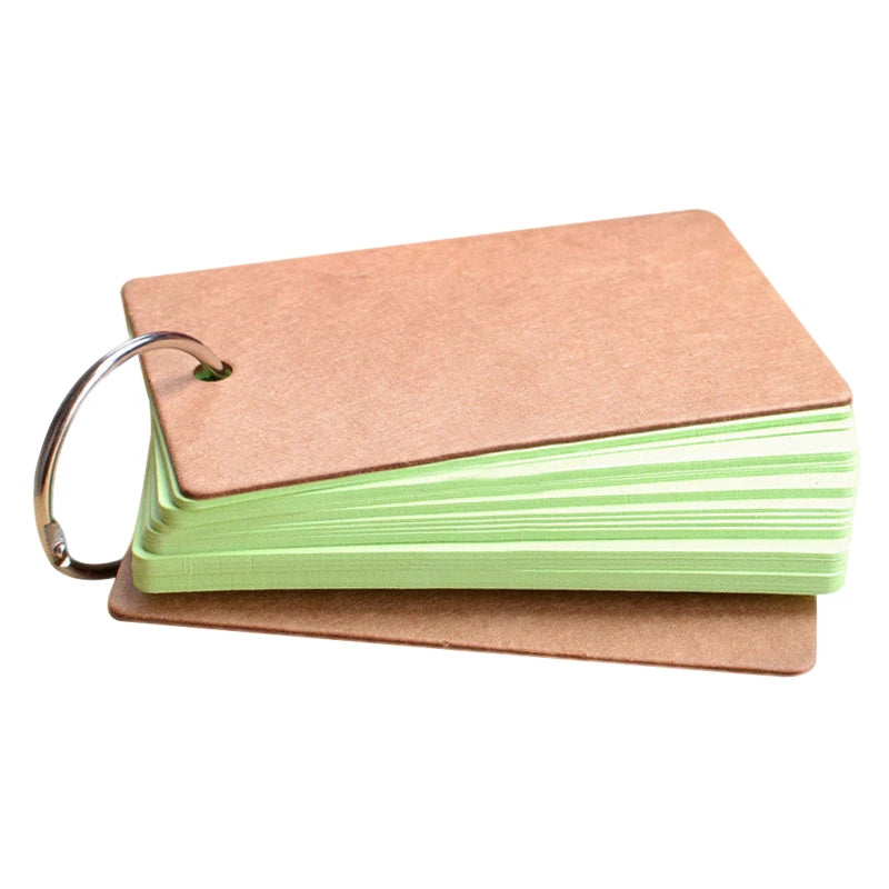Notepad,Portable Buckle Binder Notes Flash Cards Memo Pads Diy Blank Card Simplified And Blank Student English Vocabulary Book, Peaceful Pleasures Health and Wellness Green