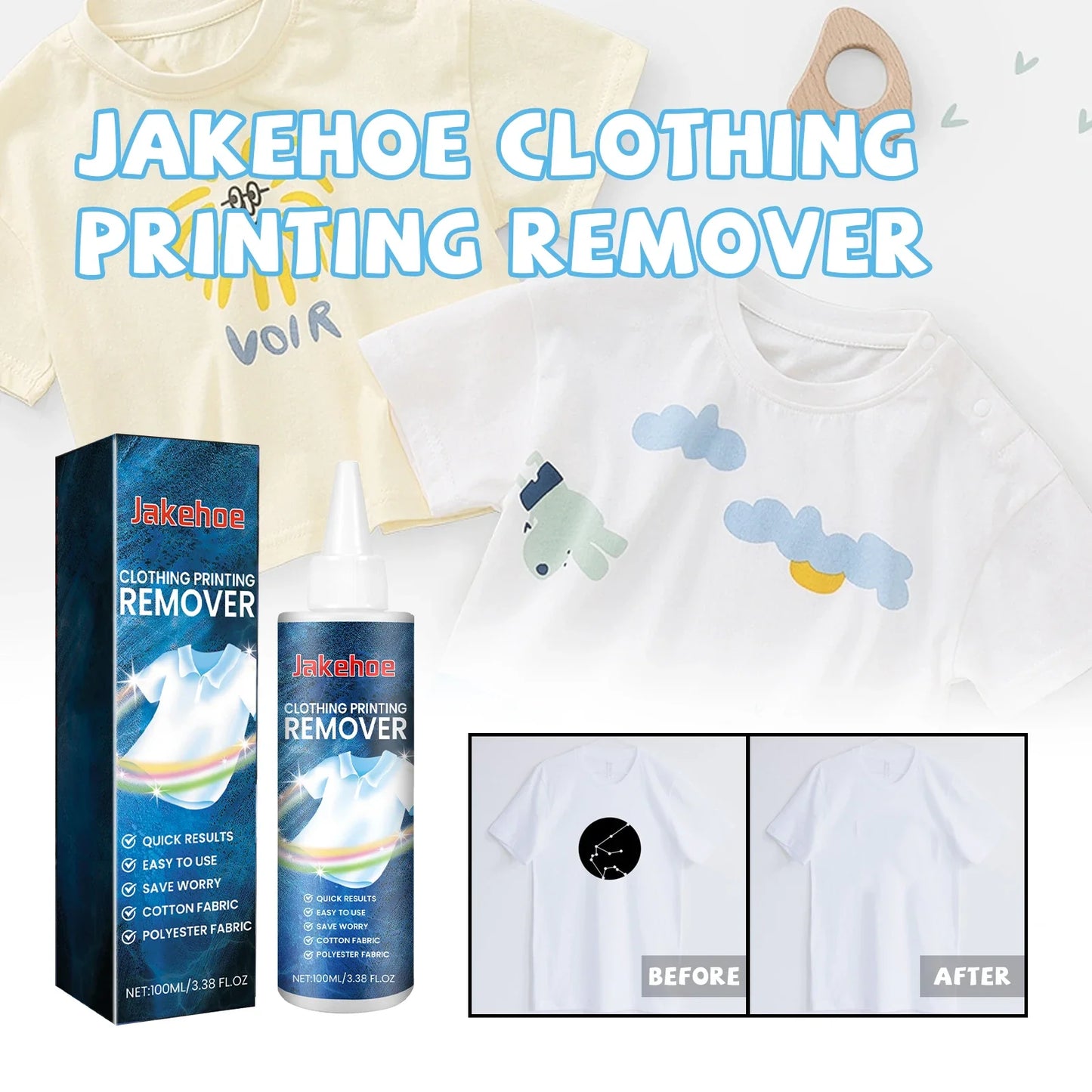 JAKEHOE Fabric Print Remover for Cotton – 100ml Powerful