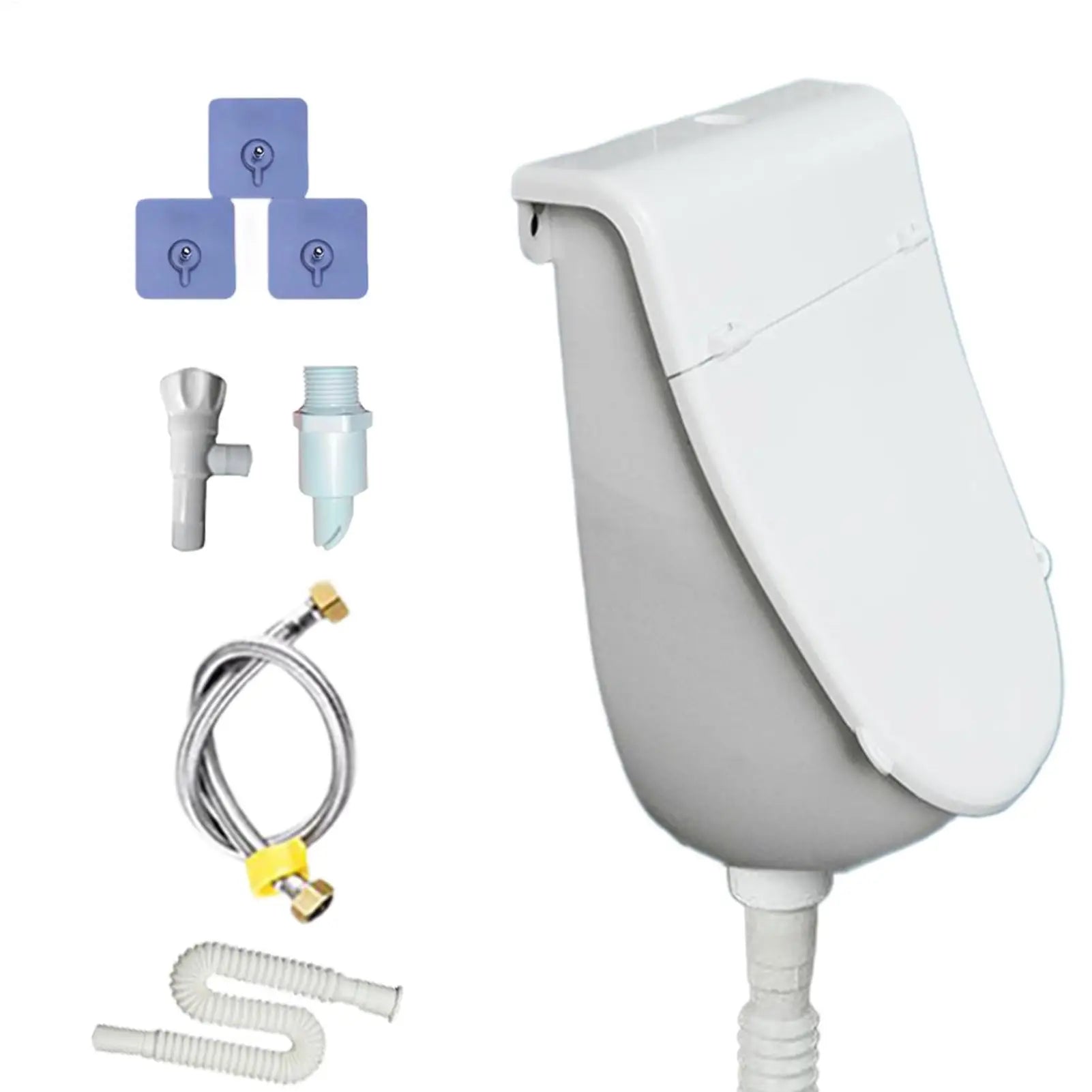 Wall Urinal Urine Separator PP Wall Mounted Toilet Odorless Urine Separator with Lid for Home Motorhome Boy Men Dorm Garden Peaceful Pleasures Health and Wellness