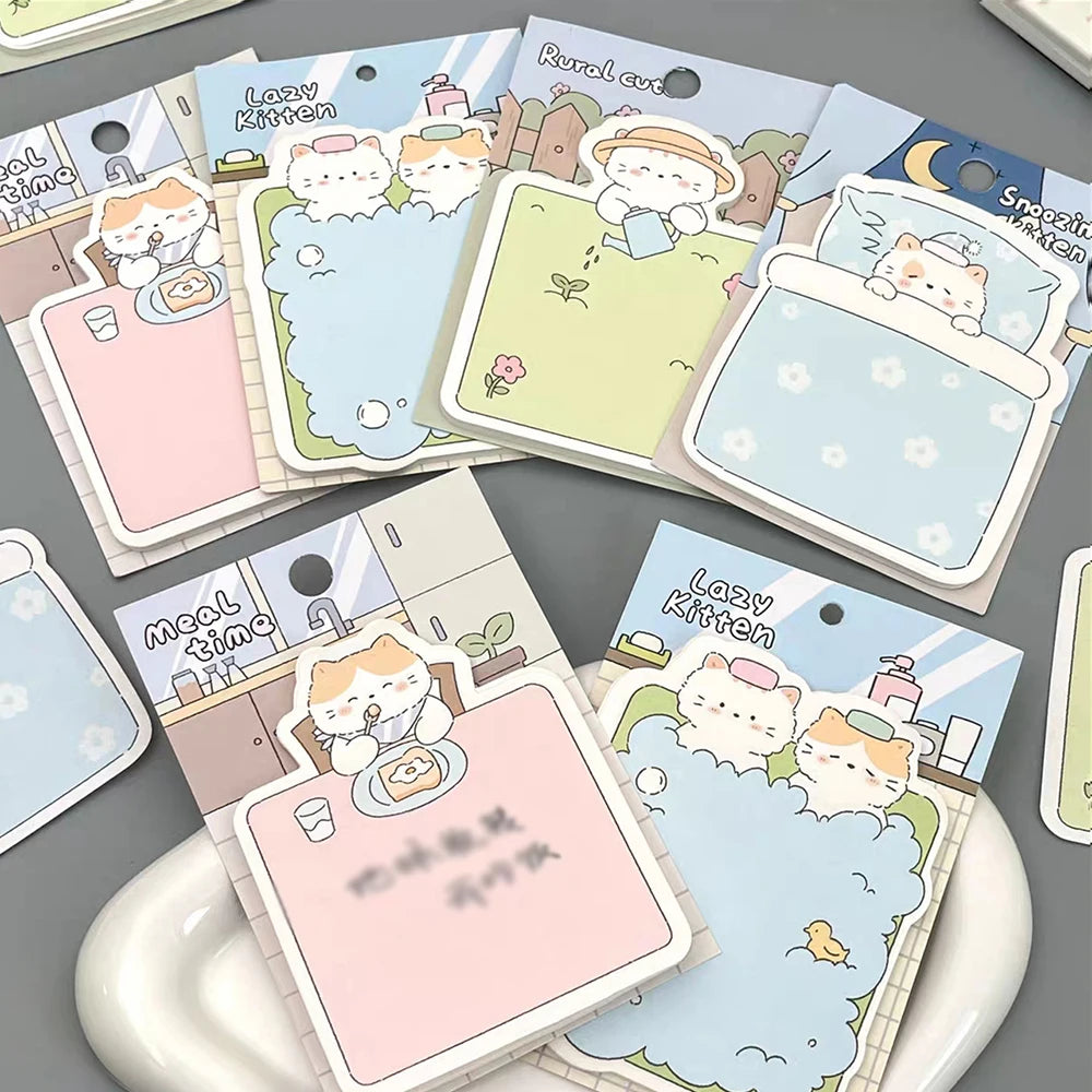 Cute Cat Illustration Sticky Notes Time Paradise Series
