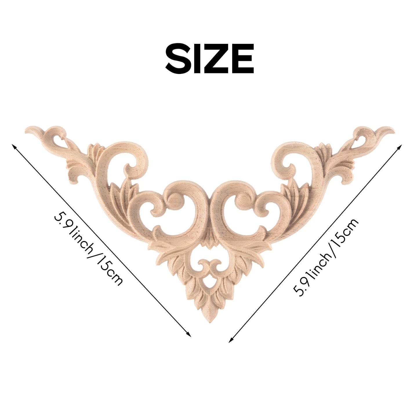 A36T-4Pcs/Set Wood Carved Corner Onlay Applique Unpainted Frame Cupboard Cabinet Decal For Home Furniture Decoration 15Cm Peaceful Pleasures Health and Wellness
