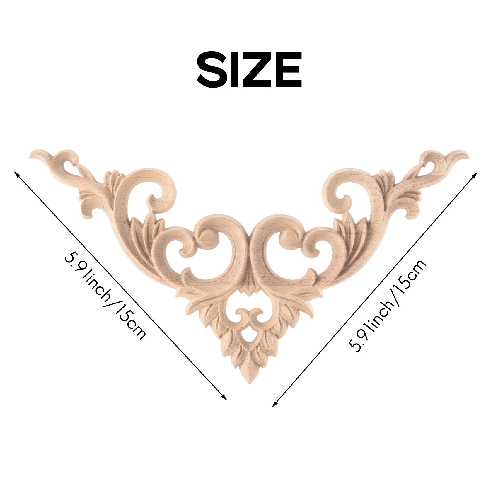 A36T-4Pcs/Set Wood Carved Corner Onlay Applique Unpainted Frame Cupboard Cabinet Decal For Home Furniture Decoration 15Cm Peaceful Pleasures Health and Wellness