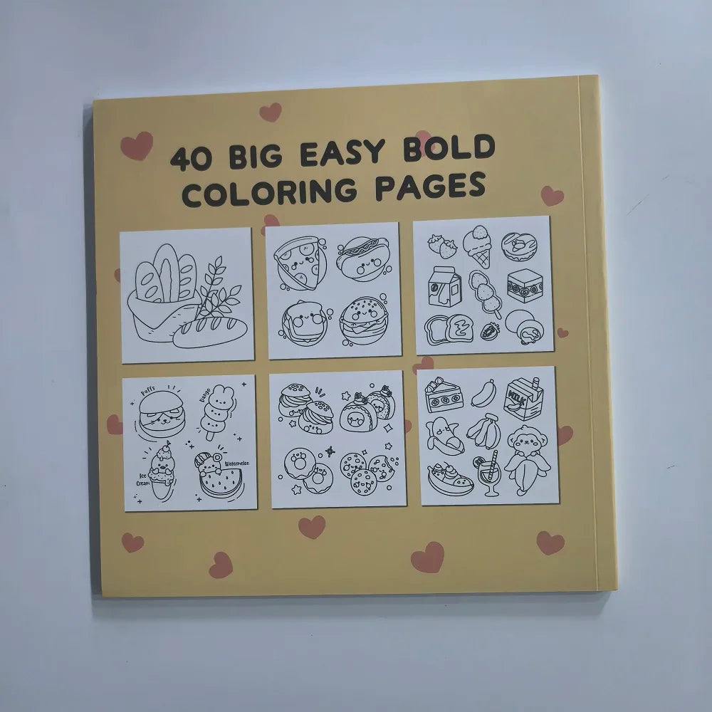 Food Drink Sweets Easy-bold Coloring Book Adults Cute Drawing Perfect