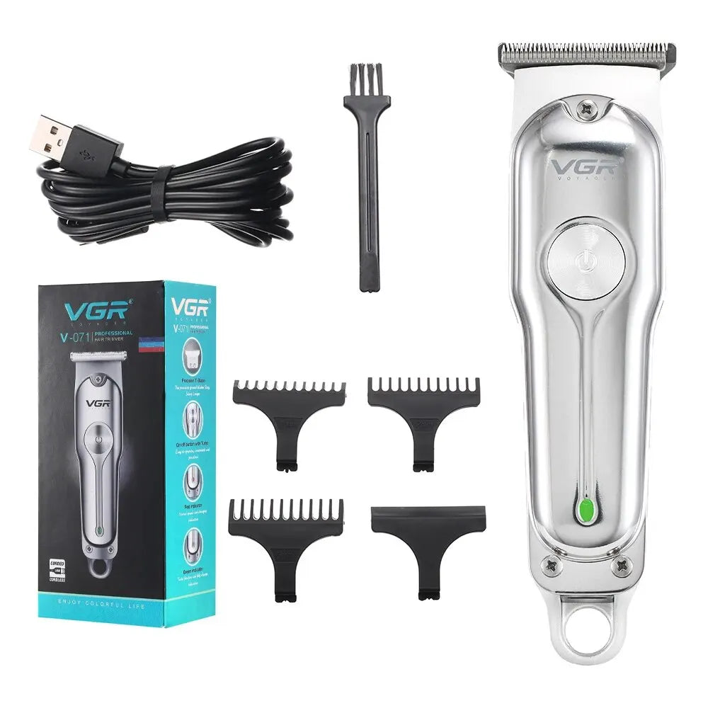 VGR071 T-blade Cutting Machine Barber Rechargeable Professional Hair Clipper Trimmer for Men Cordless Peaceful Pleasures Health and Wellness V-071silver