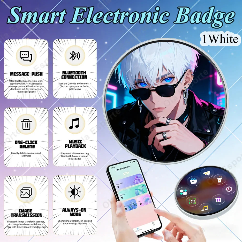 Anime Electronic Badge – Smart Screen Brooch for Fans & Events